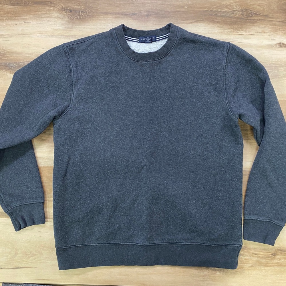 Lands End Sweatshirt Size M Mens Crewneck Cotton Blend Pullover Charcoal Gray